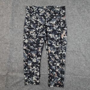 Lululemon Leggings Womens 10 Speed Up Crop 21" Run Workout Gym Yoga Floral Bloom